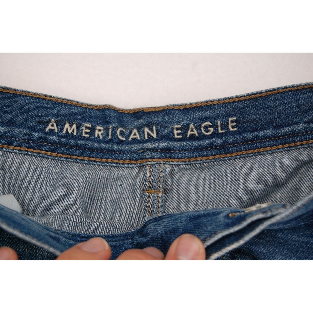 American Eagle Outfitters Mom Jeans Womens‎ 16 Long Blue Medium High Rise Cargo - Picture 2 of 12